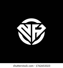 NH monogram logo with diamond shape and ring circle rounded design template