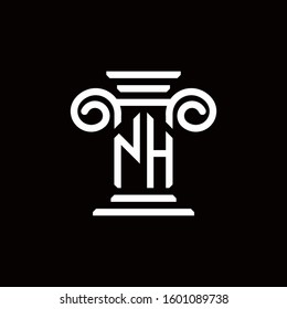 NH monogram logo with pillar style design template