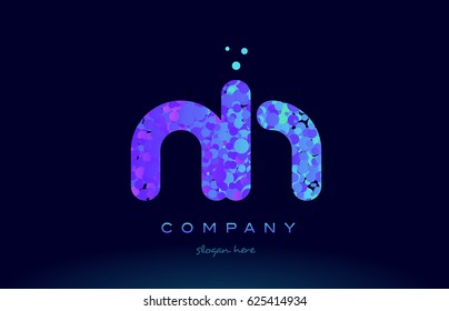 nh n h alphabet pink blue bubble circle dots creative letter company logo vector icon design template