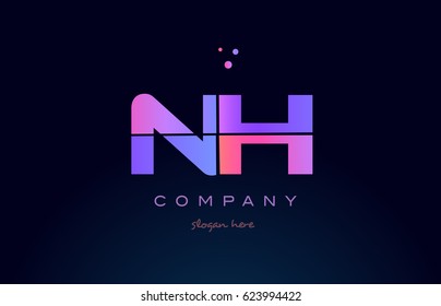 nh n h creative color blue background pink purple blue magenta alphabet letter company logo vector icon design