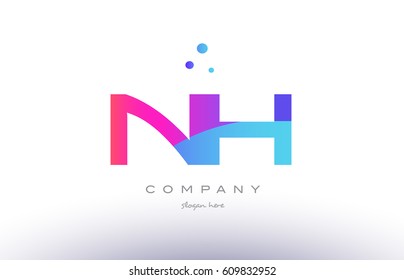 nh n h  creative pink purple blue modern dots creative alphabet gradient company letter logo design vector icon template