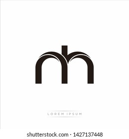 nh n h Initial Letter Split Lowercase Modern Monogram linked outline rounded logo