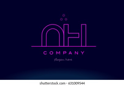 nh n h letter alphabet text pink purple dots contour line creative company logo vector icon design template