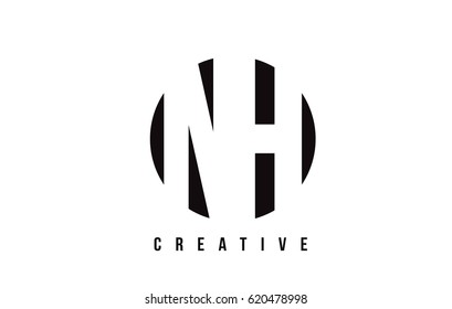NH N H White Letter Logo Design with Circle Background Vector Illustration Template.