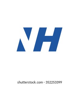 NH negative space letter logo blue