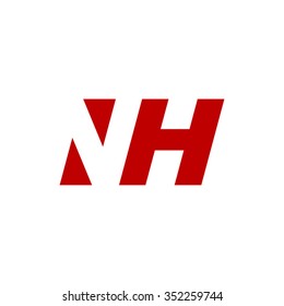 NH negative space letter logo red