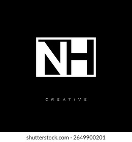 NH Negative Space Monogram – Minimalist Black and White Letter mark Logo for Creative Branding, Fashion Identity and Modern Design Concepts
