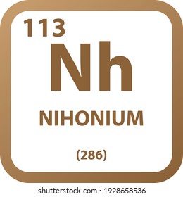 Nh Nihonium  Chemical Element vector illustration diagram, with atomic number, mass and electron configuration. Simple outline flat hexagon design for education, lab, science class.
