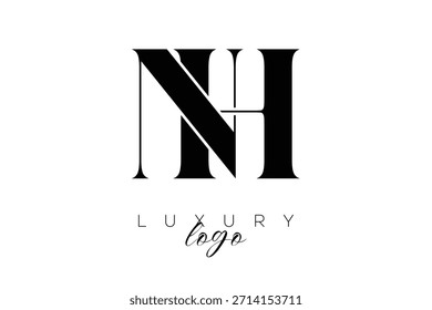 NH Serif Letter Monogram Typography Logo for Elegant Premium Branding Identity