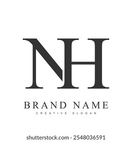 NH trendy logotype template. Initial letter n and h classic font style. Creative logo for company name or identity. Vector illustration.