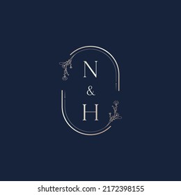 NH wedding initial logo letters in high quality professional design that will print well across any print media