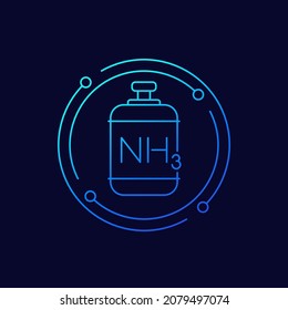 NH3 gas tank, ammonia line vector icon