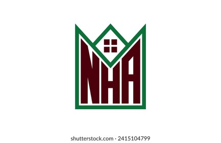 NHA initial letter real estate builders logo design vector. construction ,housing, home marker, property, building, apartment, flat, compartment, business, corporate, house rent, rental, commercial 