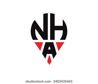 NHA letter location shape logo design