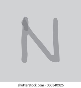 "N"Hand written modern alphabet vector