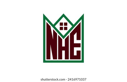 NHE initial letter real estate builders logo design vector. construction ,housing, home marker, property, building, apartment, flat, compartment, business, corporate, house rent, rental, commercial 