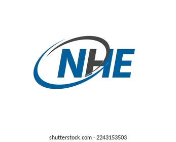 NHE letter creative modern elegant swoosh logo design