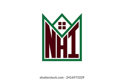 NHI initial letter real estate builders logo design vector. construction ,housing, home marker, property, building, apartment, flat, compartment, business, corporate, house rent, rental, commercial 