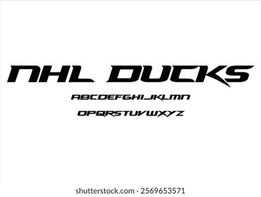 NHL Ducks font for logo and headline. Isolated vector typeset