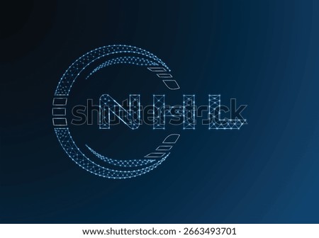 NHL low poly letter logo vector design. NHL lower poly logo design. Low poly logo.