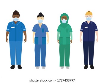 NHS Hospital Staff Wearing Face Masks