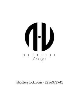 Letra creativa y minimalista NHU N H U Diseño de logotipo editable en formato vector