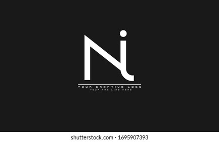 NI IN abstract vector logo monogram template