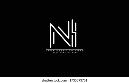 NI IN abstract vector logo monogram template