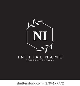 Logo inicial del vector de belleza NI, logotipo de escritura a mano de firma inicial, boda, moda, joyas, boutique, floral y botánica con plantilla creativa para cualquier empresa o negocio.