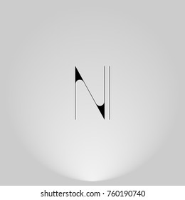 NI Black thin minimalist LOGO Design with Highlight on Gray background.