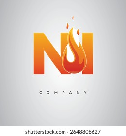 NI Creative Fire Letter Logo Design