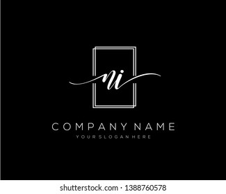 NI handwriting initial  logo vector