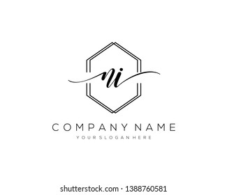 NI handwriting initial  logo vector