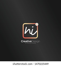 NI initial handwriting with color logo icon template vector.