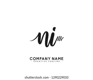 NI Initial Handwriting Logo Template Vector