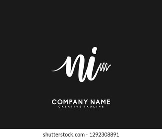 NI Initial Handwriting Logo Template Vector