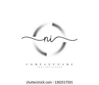 NI initial handwriting logo template vector