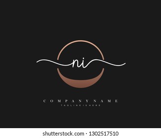 NI initial handwriting logo template vector