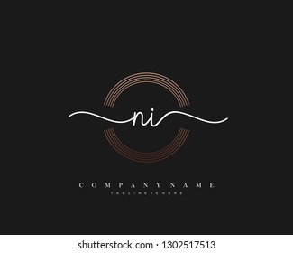 NI initial handwriting logo template vector