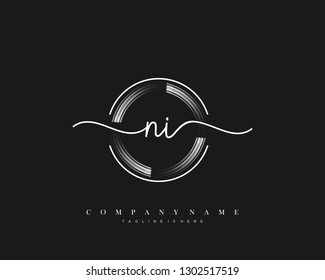 NI initial handwriting logo template vector