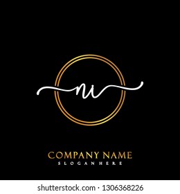 NI Initial Handwriting logo template vector