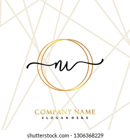 NI Initial Handwriting logo template vector