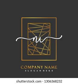 NI Initial Handwriting logo template vector