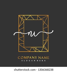 NI Initial Handwriting logo template vector