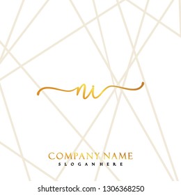 NI Initial Handwriting logo template vector