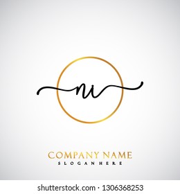 NI Initial Handwriting logo template vector