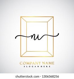 NI Initial Handwriting logo template vector