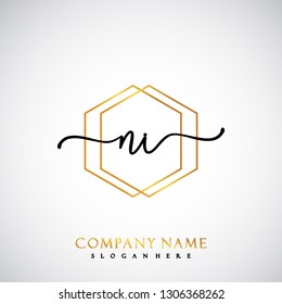 NI Initial Handwriting logo template vector