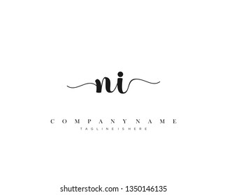NI initial handwriting logo template with luxury color vector