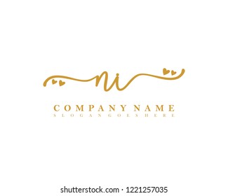 NI Initial handwriting logo vector